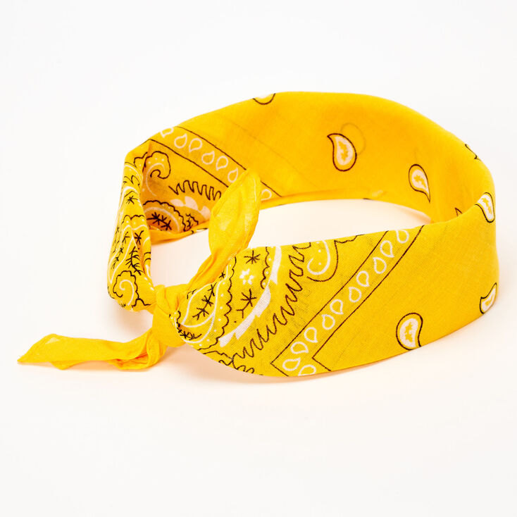 Paisley Print Bandana Headwrap - Mustard Yellow,