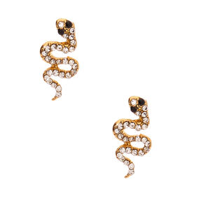 Gold Crystal Snake Stud Earrings,