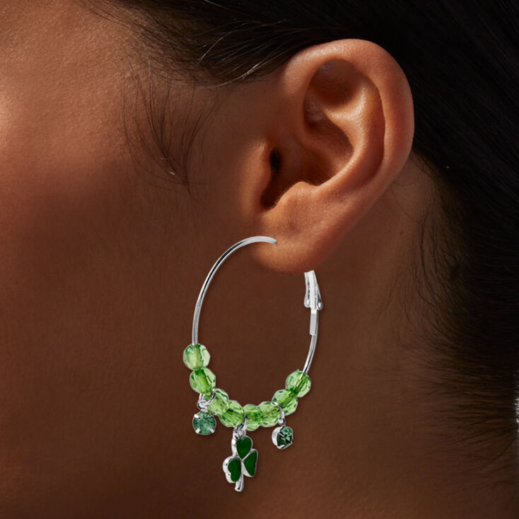 St. Patrick&#39;s Day Lucky Charms 50MM Hoop Earrings,