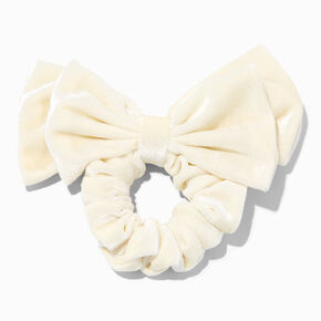 Ivory Velvet Bow Hair Scrunchie,