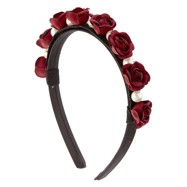 Burgundy Rose Pearl Headband,