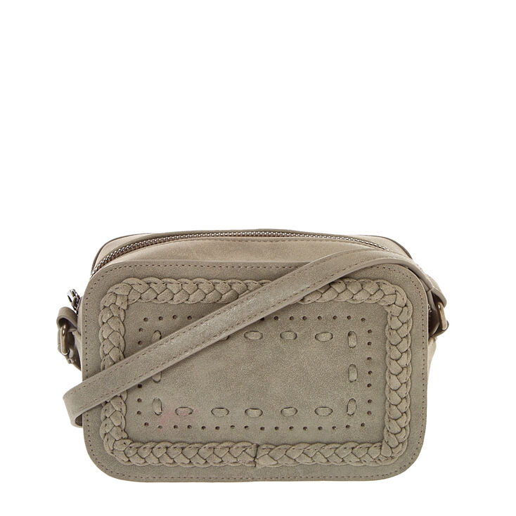 Braided Grey Crossbody Camera Bag,