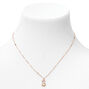 Gold Half Stone Initial Pendant Necklace - S,
