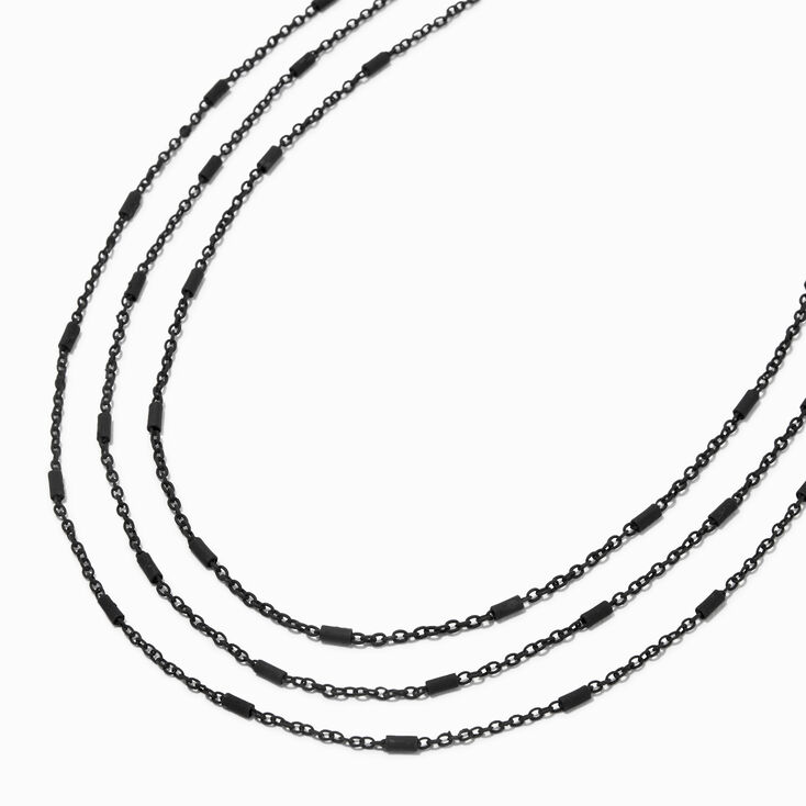Black Tab Multi-Strand Necklace,