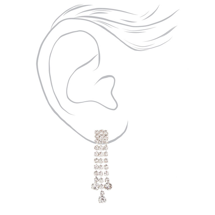 Silver Crystal Waterfall Necklace &amp; Drop Earrings Jewelry Set,