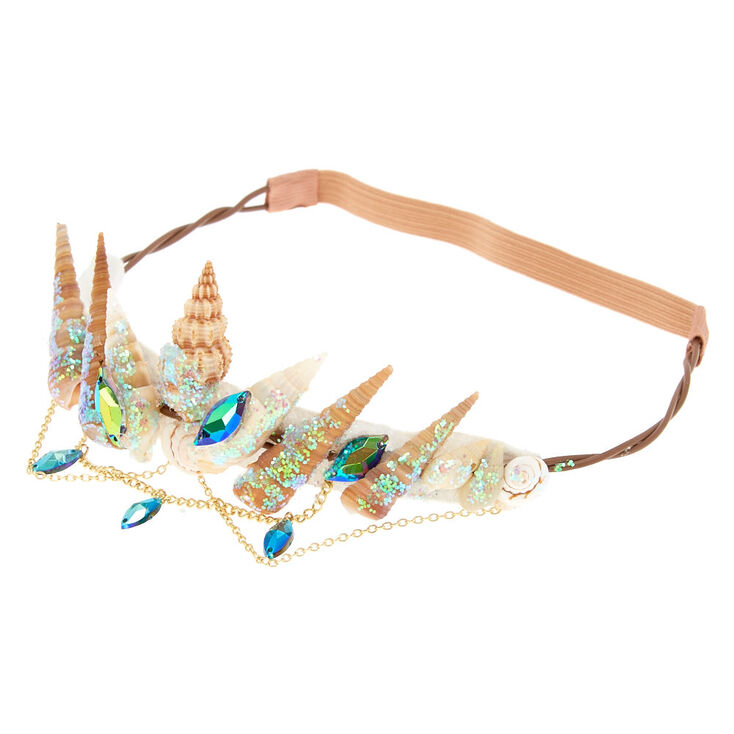 Iridescent Aqua Mermaid Crown Headwrap,