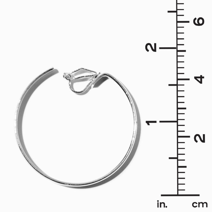 Silver 40MM Flat Wide Clip-on Hoop Earrings,
