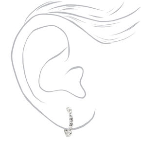 ICING Select Sterling Silver 12MM Crystal Embellished Hoop Earrings,