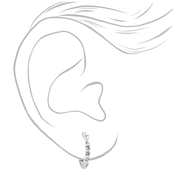 ICING Select Sterling Silver 12MM Crystal Embellished Hoop Earrings,