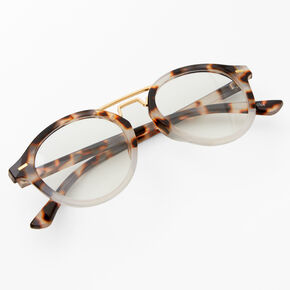 Brown And Cream Tortoiseshell Round Clear Lens Frames,