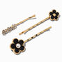 Black Daisy Bobby Pins - 6 Pack,