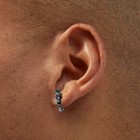 Mixed Metal Crystal Leaf Clip On Huggie Hoop Earrings - 3 Pack,
