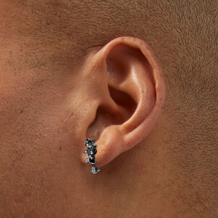 Mixed Metal Crystal Leaf Clip On Huggie Hoop Earrings - 3 Pack,