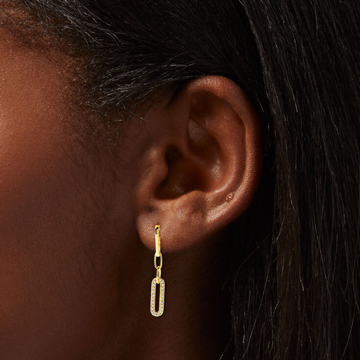 Icing Select 18k Gold Plated Crystal Paperclip Drop Earrings,