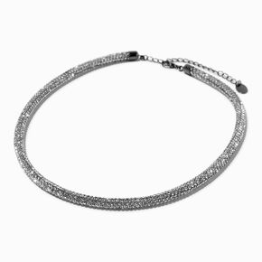 Black Crystal Pav&eacute; Tube Choker Necklace ,