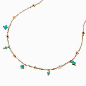 Turquoise Chip Gold-tone Necklace ,