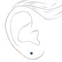 Silver Cubic Zirconia Round Stud Earrings - Blue, 3MM,