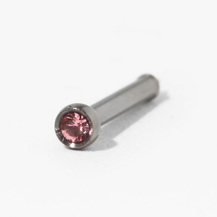 Rose Crystal Titanium Stud Nose Piercing Kit with After Care Solution,