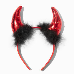 Red Devil Horns Sequin Headband,