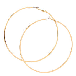 90MM Squared Edge Gold Tone Hoop Earrings,