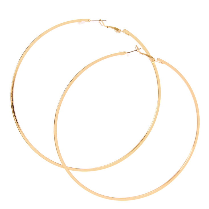 90MM Squared Edge Gold Tone Hoop Earrings,