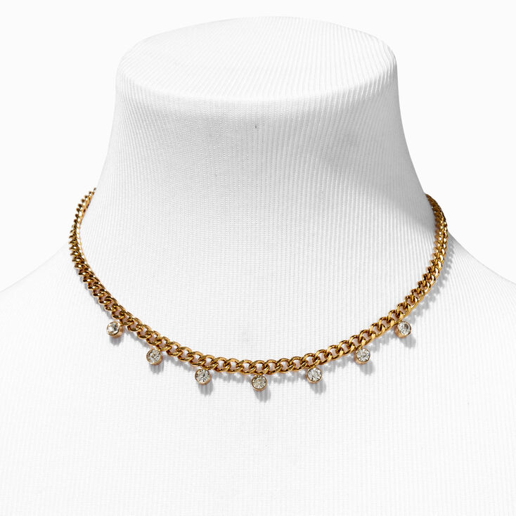 Icing Select 18k Gold Plated Cubic Zirconia Confetti Curb Chain Necklace,