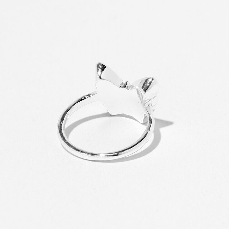 Pink Butterfly Silver Midi Ring,