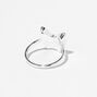 Pink Butterfly Silver Midi Ring,