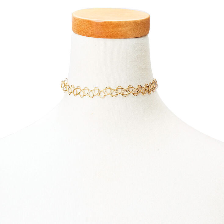 Gold Toned Tattoo Choker,