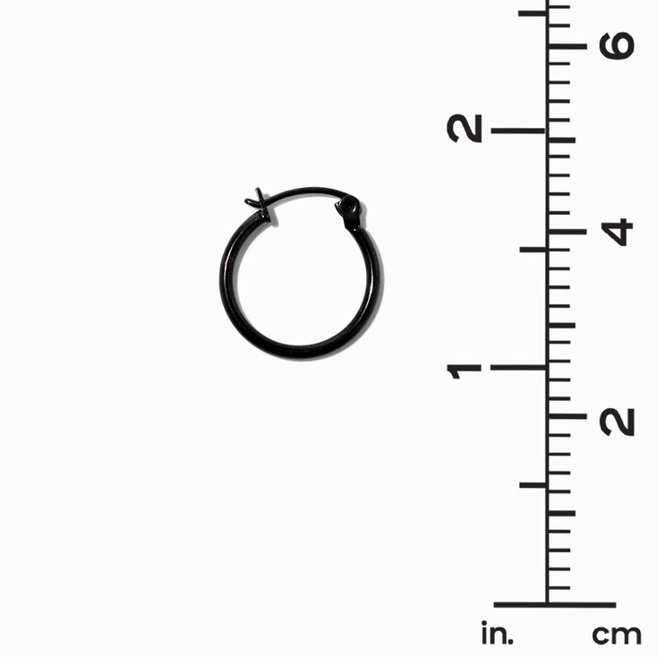 Icing Select Black Titanium Cubic Zirconia 5MM Round Stud &amp; 14MM Hoop Earrings,