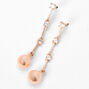 Rose Gold Pearl &amp; Rhinestone 2&quot; Linear Drop Earrings,
