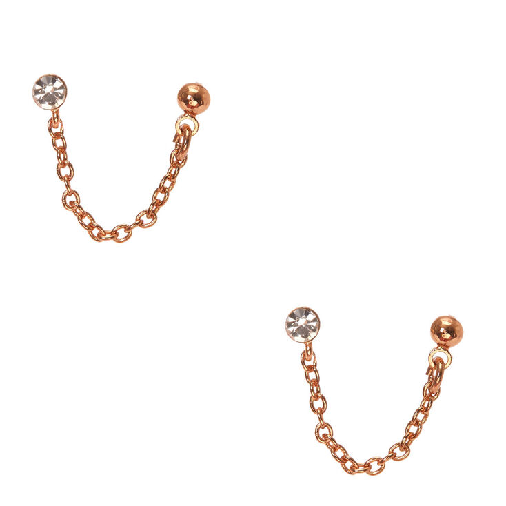 18Kt Rose Gold Plated Crystal Connect Earrings,