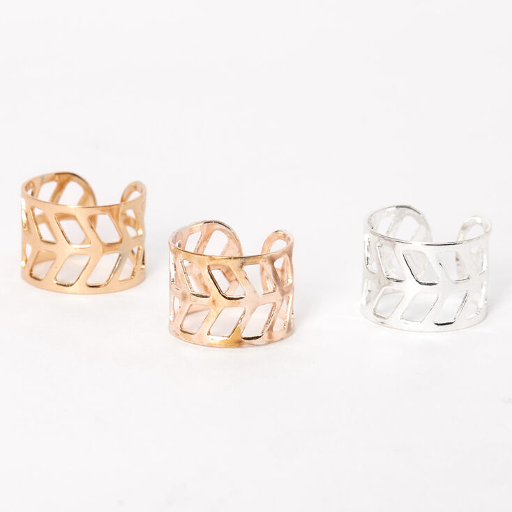 Mixed Metal Arrow Cut Out Ear Cuffs - 3 Pack,