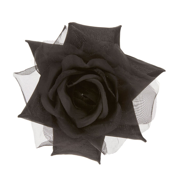 Black Chiffon Rose Hair Clip,