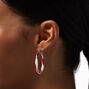 Candy Cane Twist Glittery 50MM Hoop Earrings,