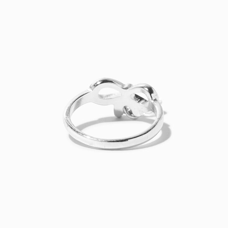 Silver-tone Bow With Crystal Midi Ring ,