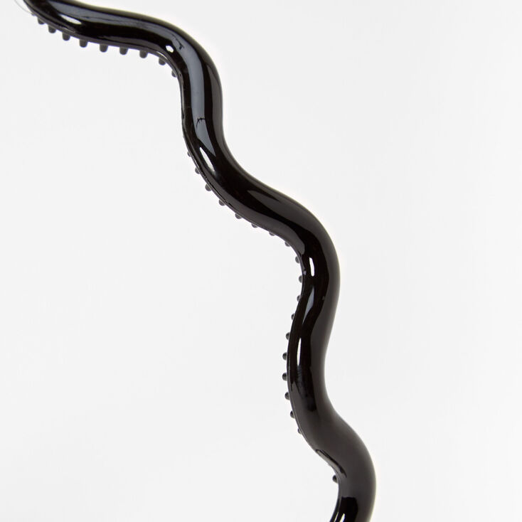 Black Solid Wave Headband,