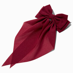 Raspberry Red Long Tail Bow Barrette Hair Clip,