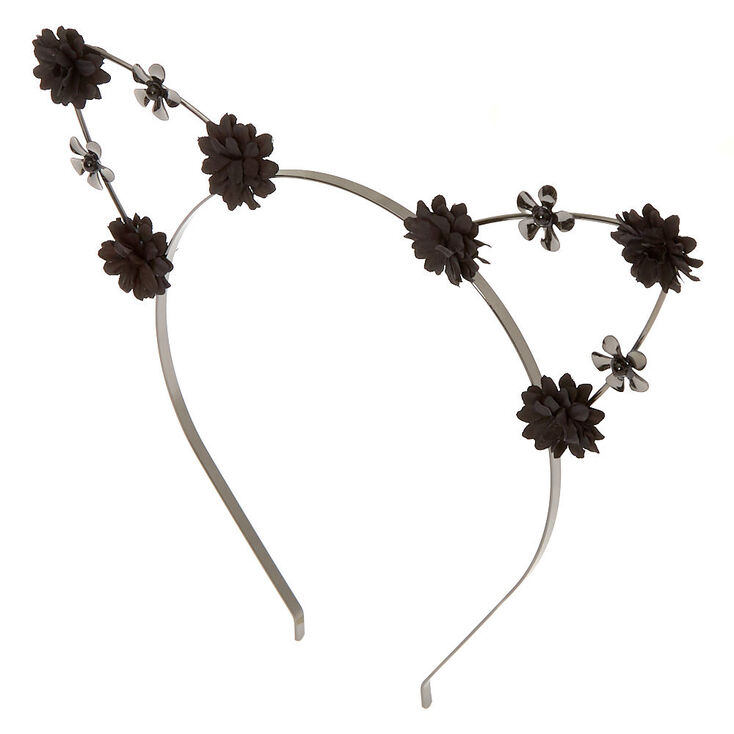 Hematite Flower Girl Cat Ears Headband Black Icing Us