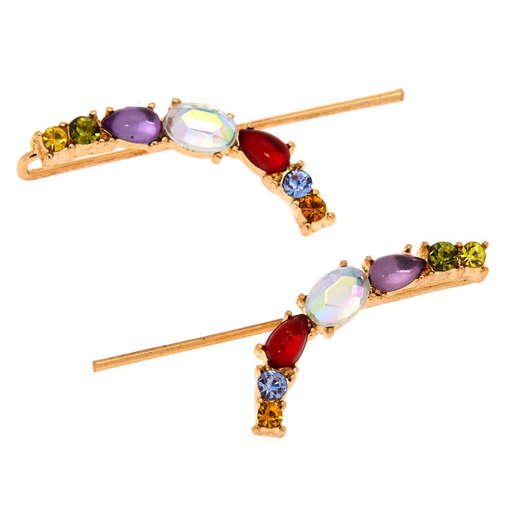 Gold 25 MM Crystal Ear Crawler Earrings,