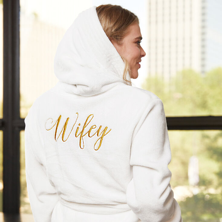 Wifey Plush Robe - White,