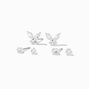 Silver Cubic Zirconia Butterfly &amp; Stud Earrings &#40;3 Pack&#41;,