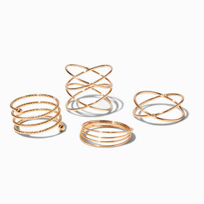 Gold Spiral Rings - 4 Pack,