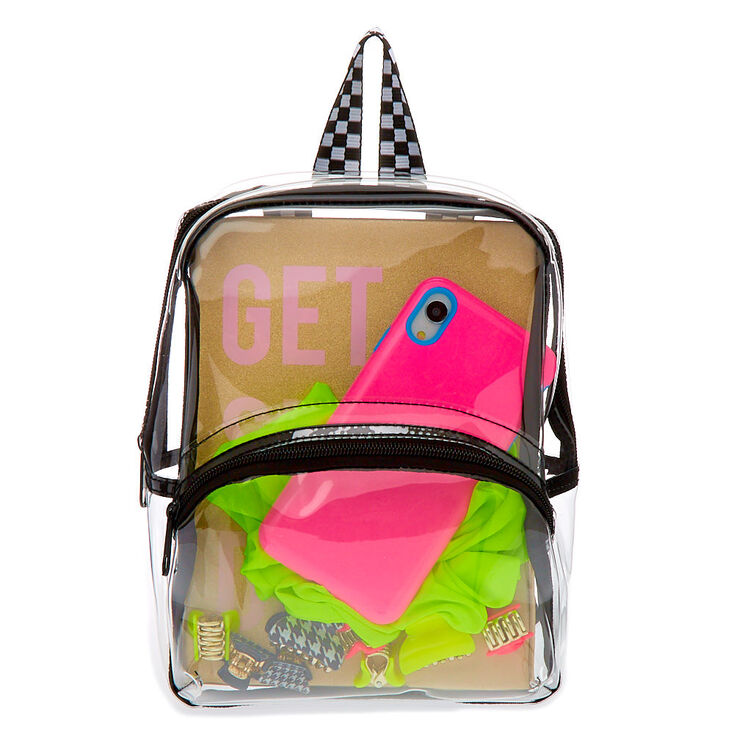 Black Trim Small Backpack - Clear,