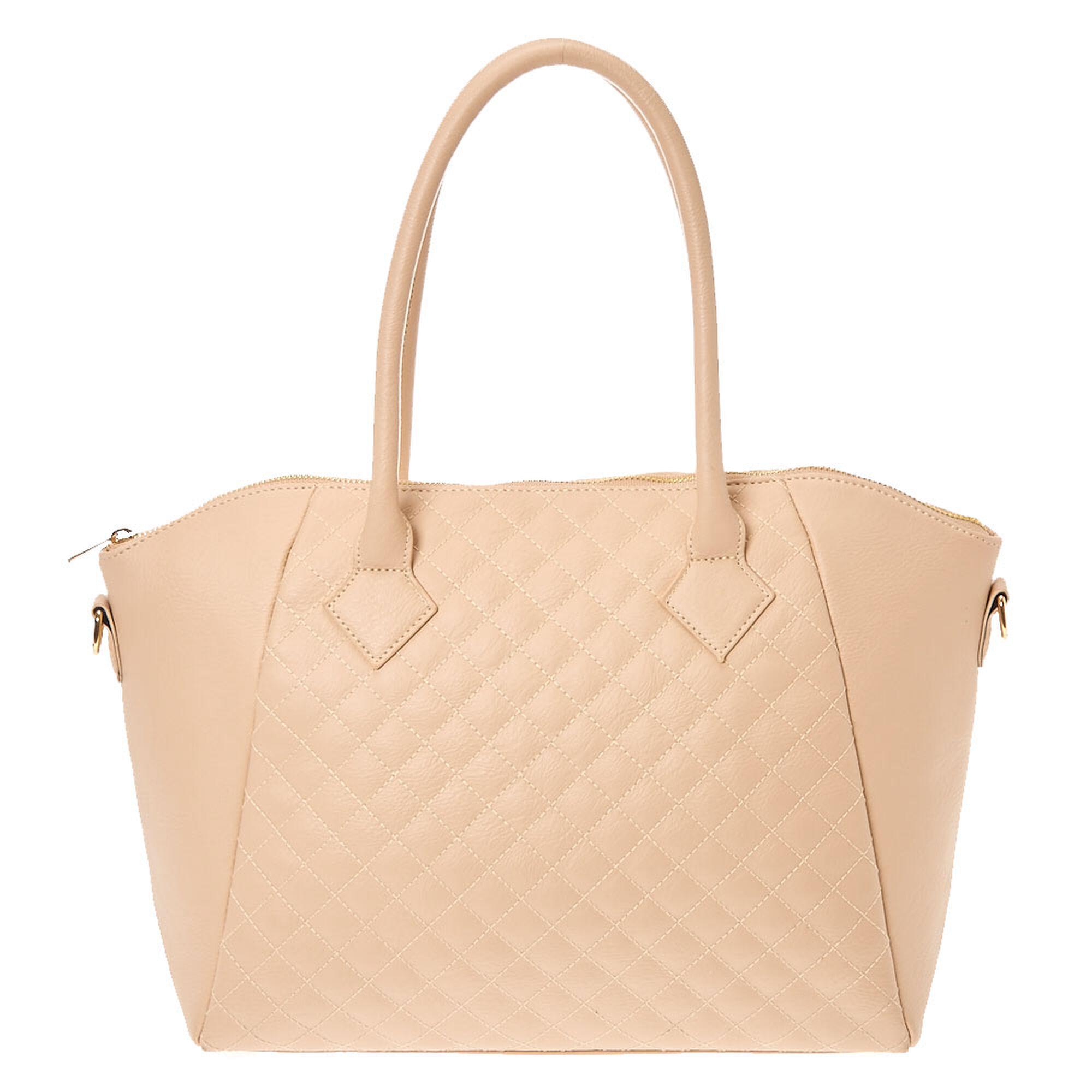 Tan Quilted Faux Leather Tote Bag | Icing US