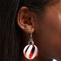 Red Striped Christmas Ornament 2&#39;&#39; Drop Earrings,