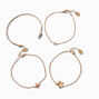 Gold-tone Cherry Blossom Chain &amp; Cuff Bracelet Set - 4 Pack,