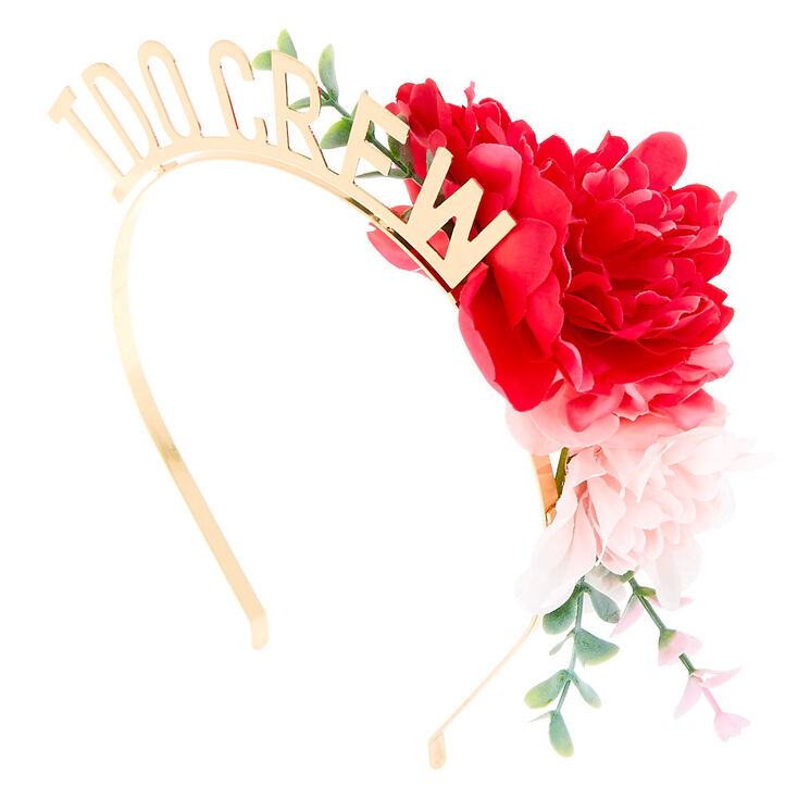 Floral I Do Crew Headband - Gold,