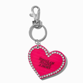 &quot;Too Glam to Give a Damn&quot; Heart Mirror Keychain,
