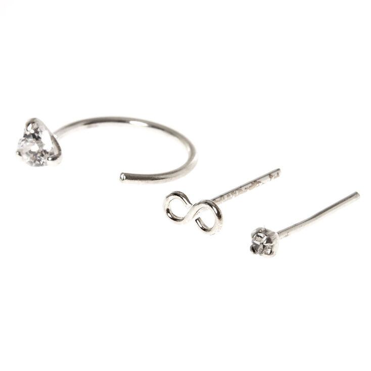 925 Sterling Silver Infinity Nose Studs & Hoop,